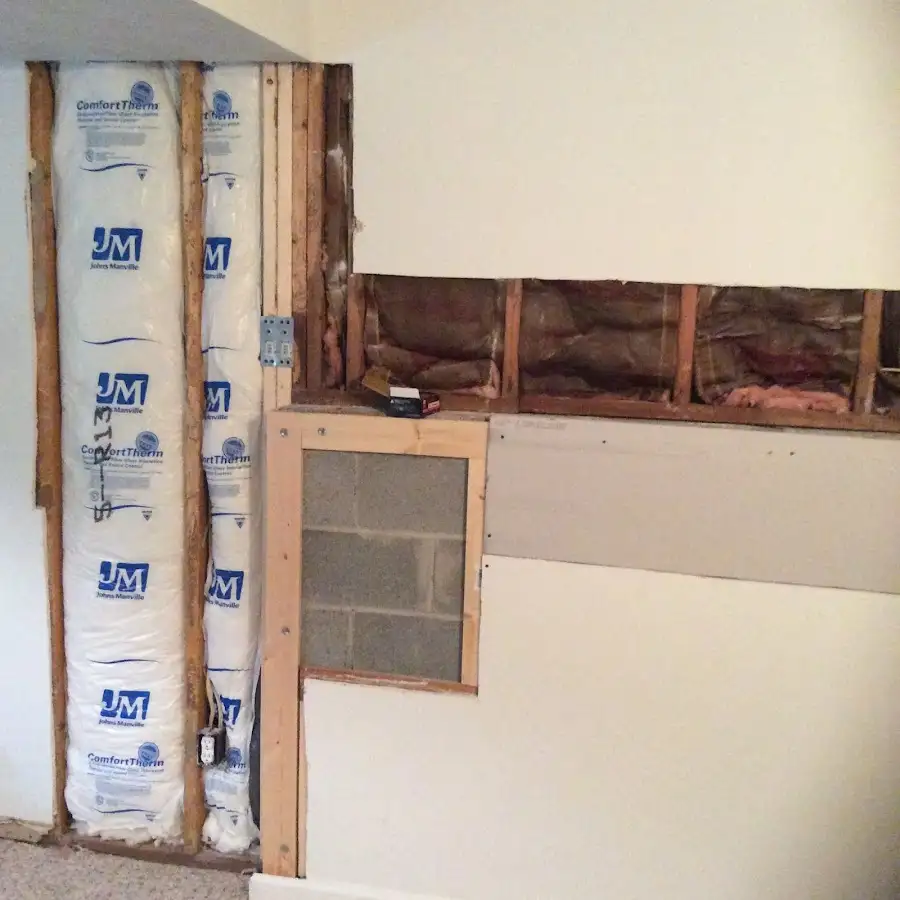 Wall insulation replacement during Basement Flood Cleanup in Deale